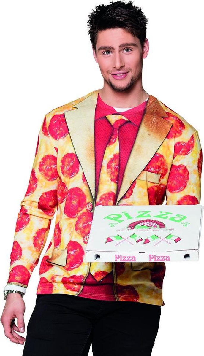 Fotorealistisch Shirt Pizza Pepperoni Heren Maat L