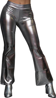 Glanzende disco legging - zilver - flare legging - ballet - dans legging - hiphop - carnaval - jaren 70 - jaren 82