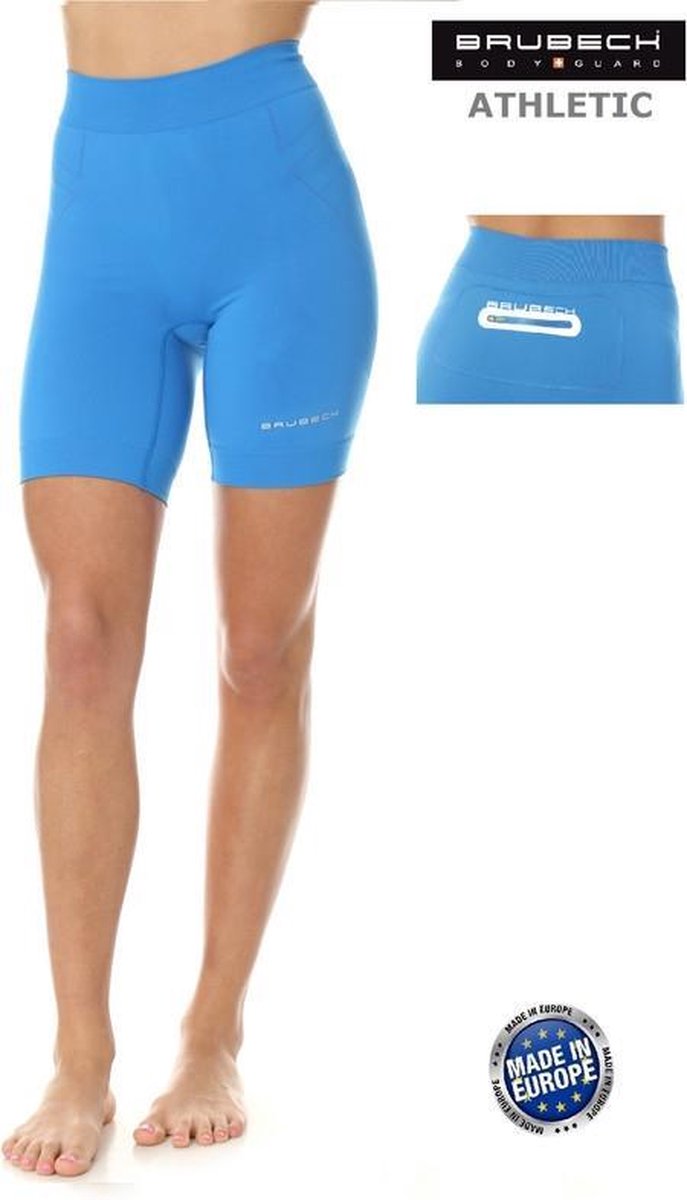 Brubeck Dames Hardloopbroek Sportbroek Kort - Running Force Korte Tight - Lichtblauw M