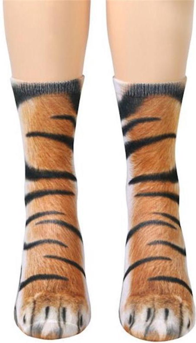 Dieren poten sokken - Sokken met dierenpoten motief - One size fits all - Tijger