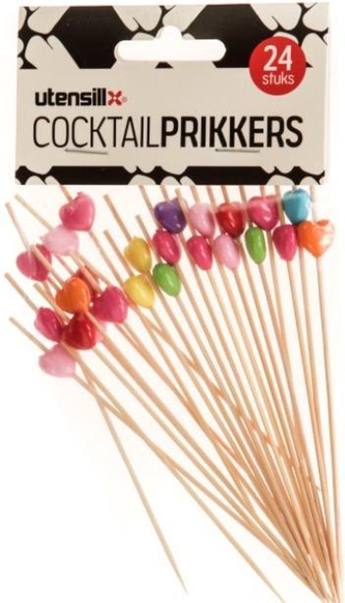 Cocktail prikker met hartje 24 stuks