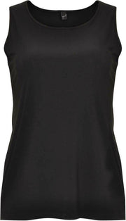 Yoek| Grote maten - dames top slim fit zonder mouwen - zwart