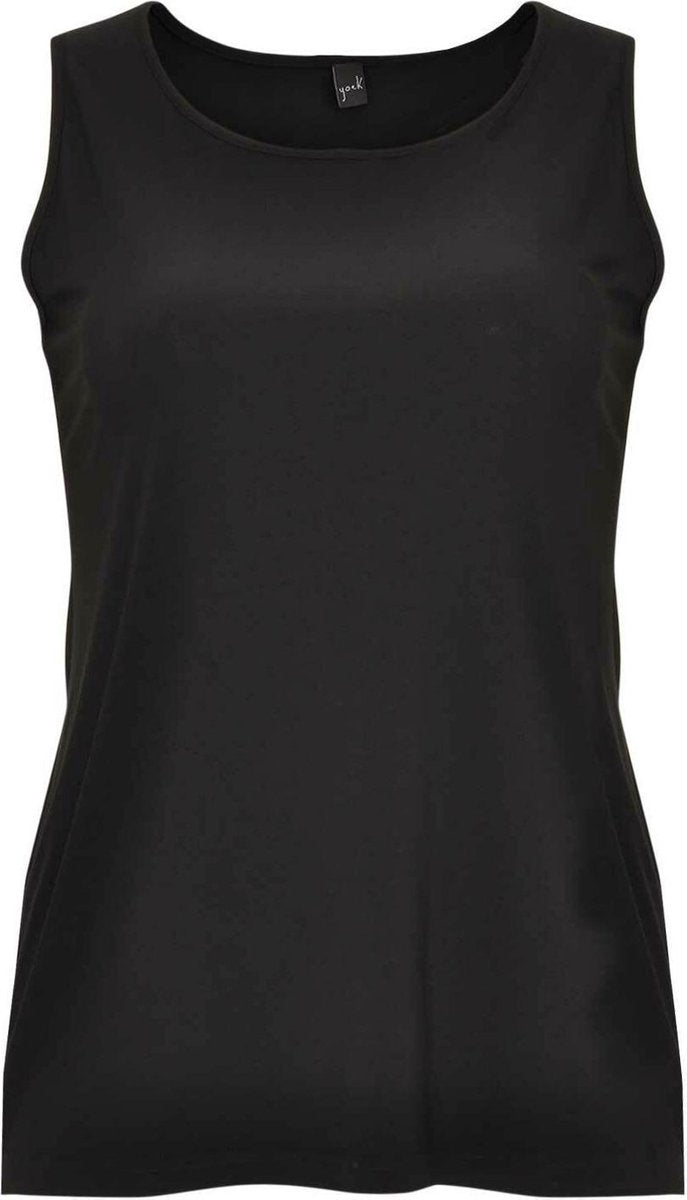 Yoek| Grote maten - dames top slim fit zonder mouwen - zwart