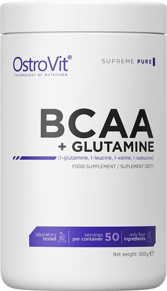 Aminozuren - BCAA + Glutamine 500g Ostrovit - Neutraal + GRATIS Bulk Shaker 700ml