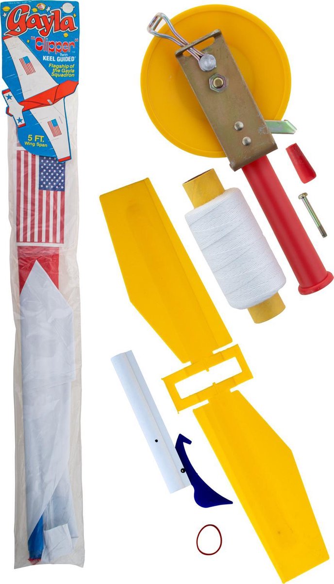 Windvogel - Kite - Wind vlieger Gayla CLIPPER ROOD/WIT - 127 cm spanbreedte + GRATIS MOLEN MET TOUW EN KITEBIRD