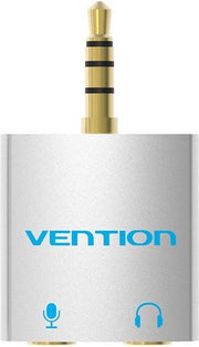 3.5mm Male naar 2 x 3.5mm Female Mic+Audio Adapter - Zilver