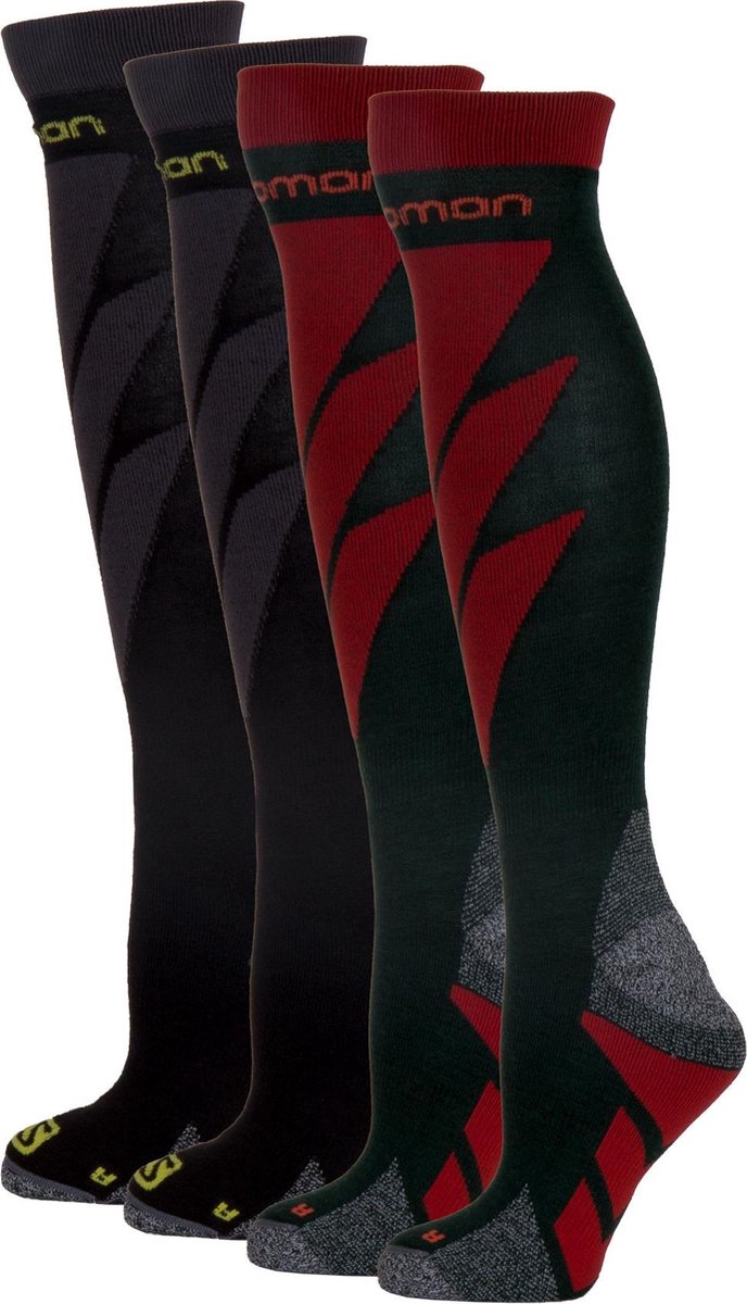 Salomon Access Wintersportsokken - Maat 39-41 - Mannen - rood/groen/zwart/grijs