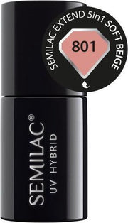 Rubber Base - Semilac - Extend 5in1 - Soft Beige 801- builder gel - in een flesje - 7ml.