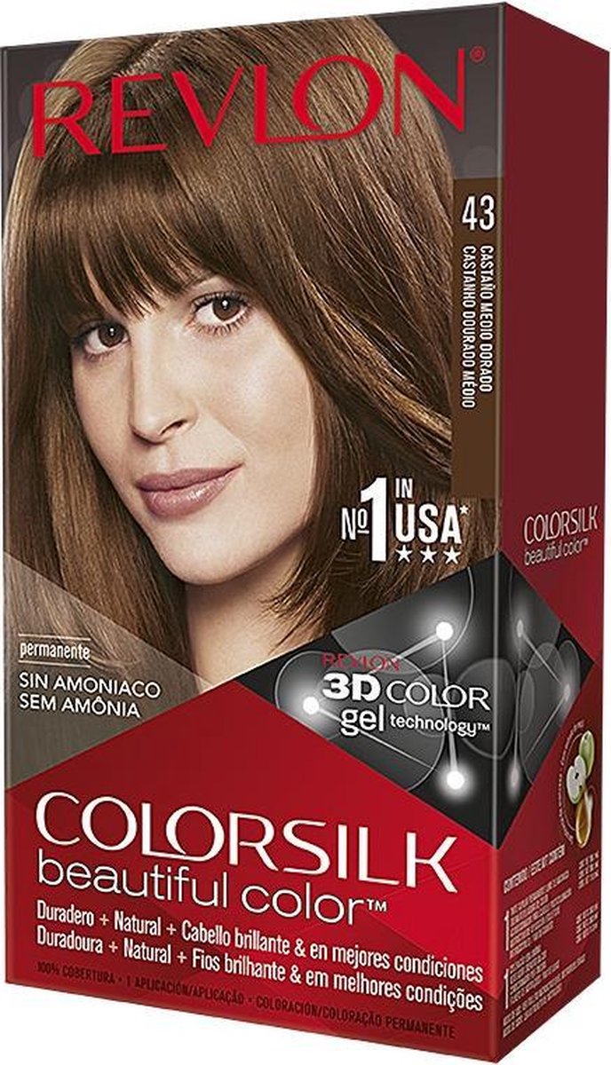 Revlon ColorSilk Permanent Hair Colour - 43 Medium Golden Brown