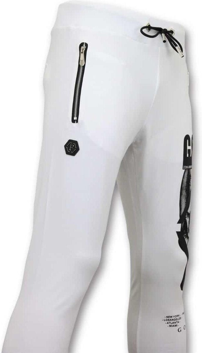 ENOS Slim Fit Joggingbroek Heren - Sweatpants Skull - Wit - Maten: S