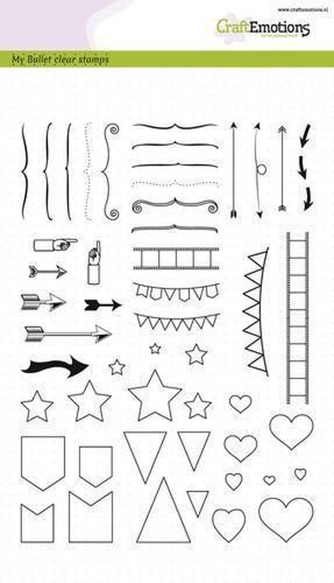CraftEmotions clearstamps A5 - Bullet Journal - tekens groot