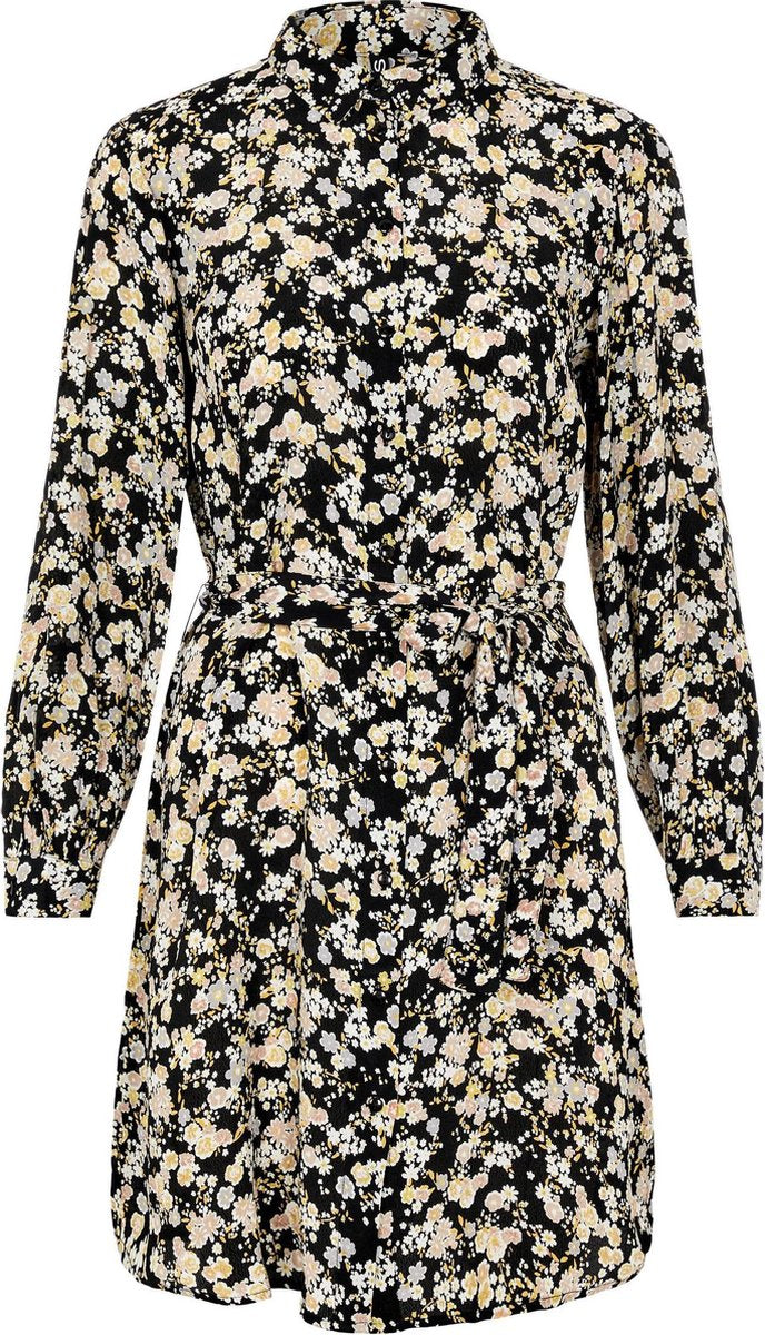Pieces Dames 17111109 GERTRUDE LS SHIRT DRESS Zwart Jurk - Maat XS