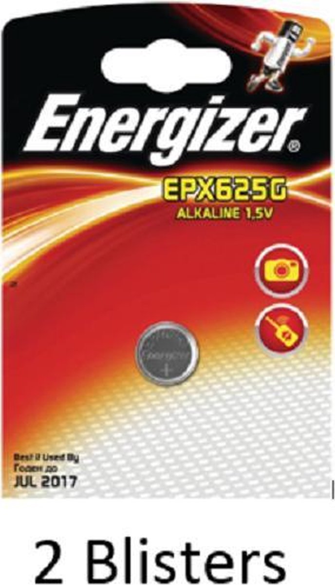 2 stuks (2 blisters a 1 stuk) Energizer Alkaline knoopcel 625A  1.5V EPX625G