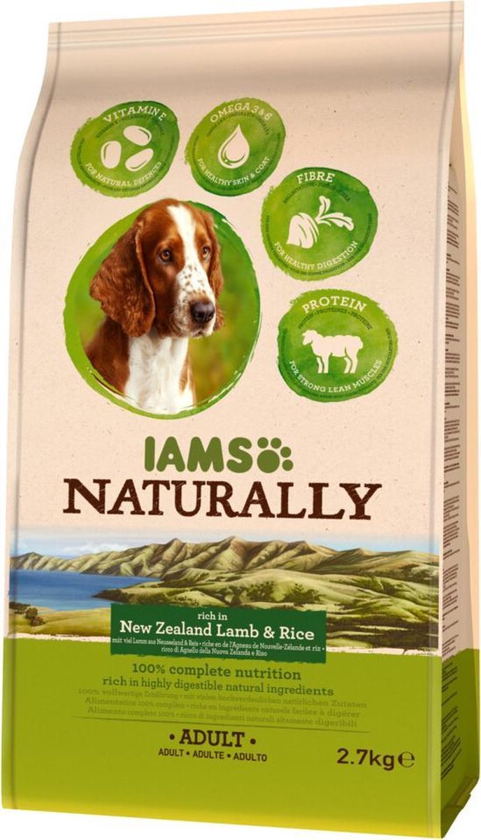 2x Iams Naturally Dog Adult New Sealand Lam & Rijst 2