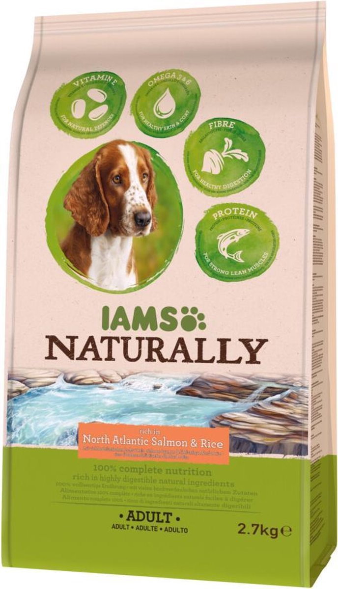 2x Iams Naturally Dog Adult Atlantische Zalm & Rijst 2