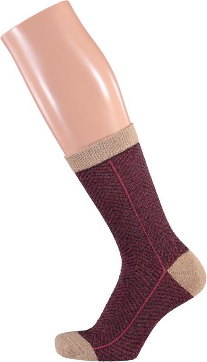 Sarlini Fashion Dames sokje met Lurex Rood/Goud | Maat 36-41