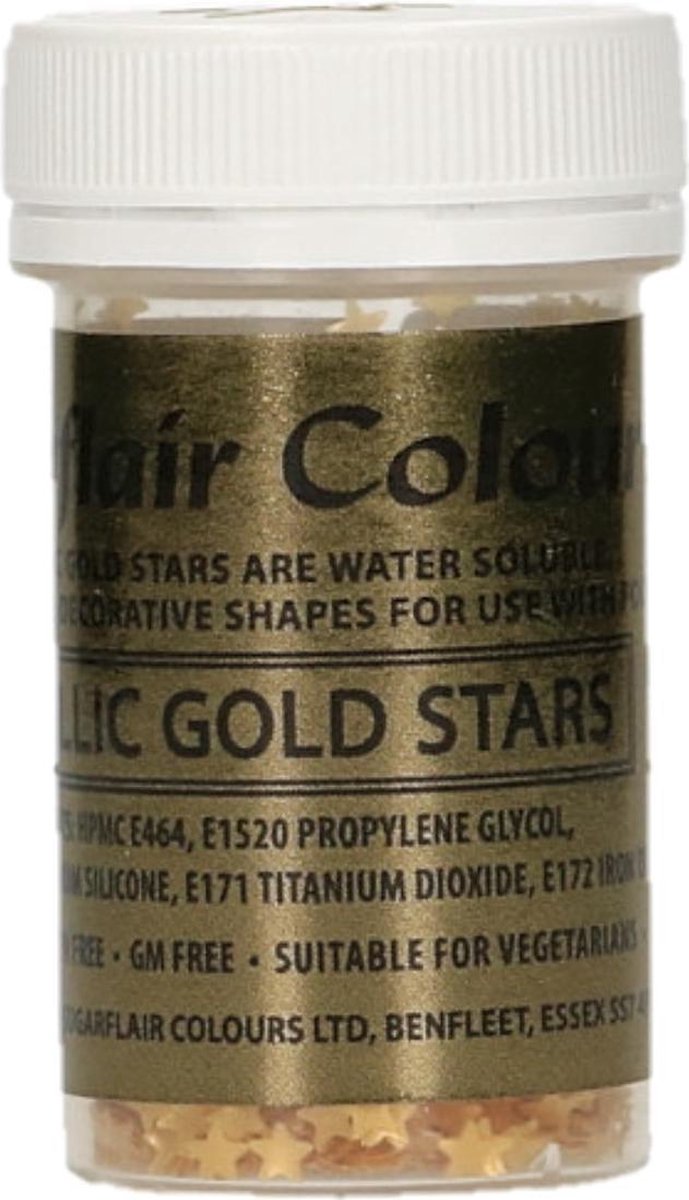 Sugarflair 100% Eetbare Sterretjes - Metallic Goud - 3g
