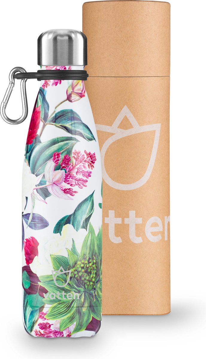 Vatten® Premium RVS Thermosfles - Flora - 500ml - Gratis Carrier - Isoleerfles