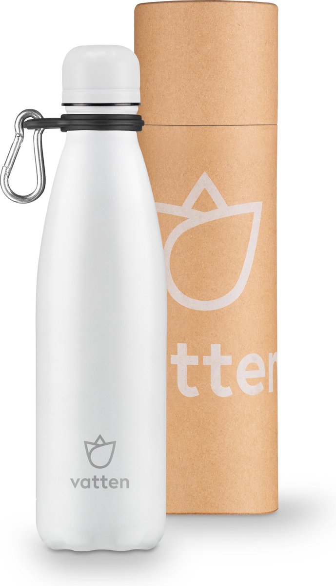 Vatten Thermosfles Wit Mono + Gratis Carrier - 500ml - Isoleerfles