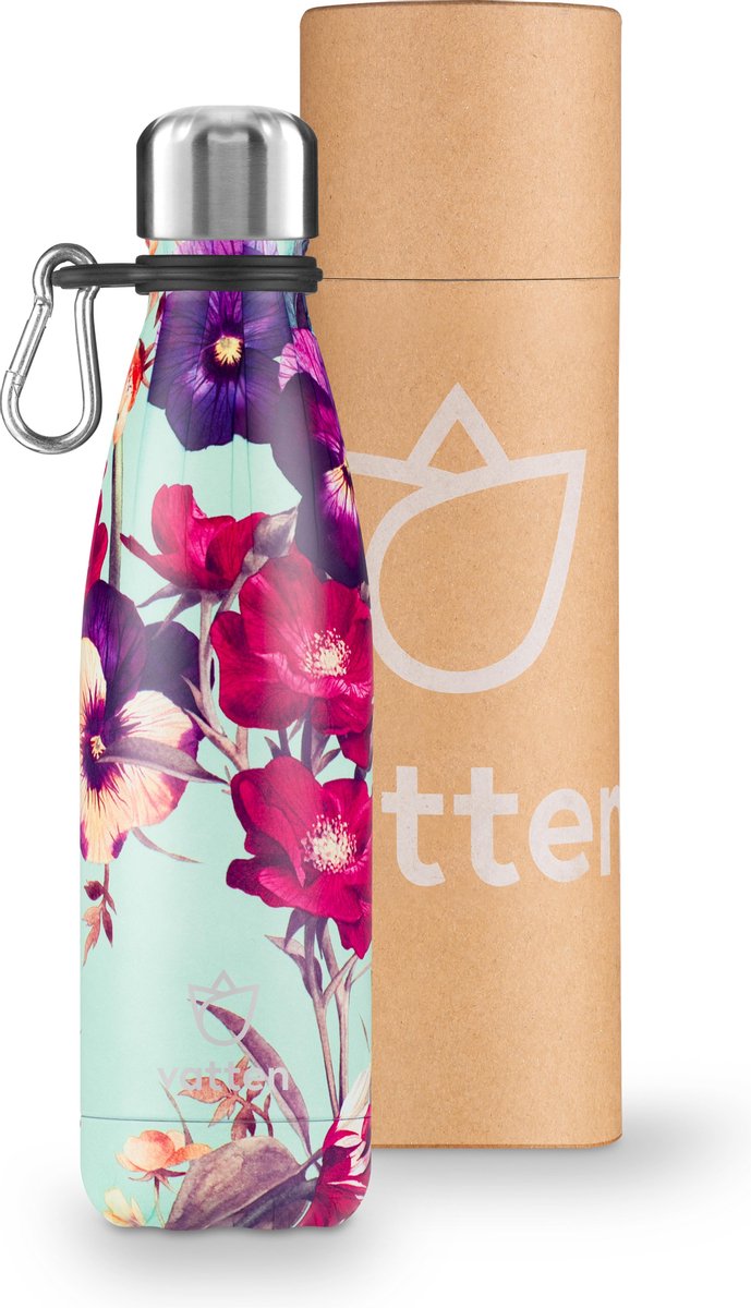 Vatten® Premium RVS Thermosfles - Bloom - 500ml - Gratis Carrier - Isoleerfles