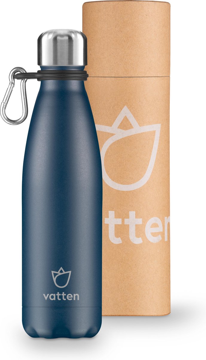 Vatten® Premium RVS Thermosfles - 500 ml - Mat Donkerblauw - Isoleerfles