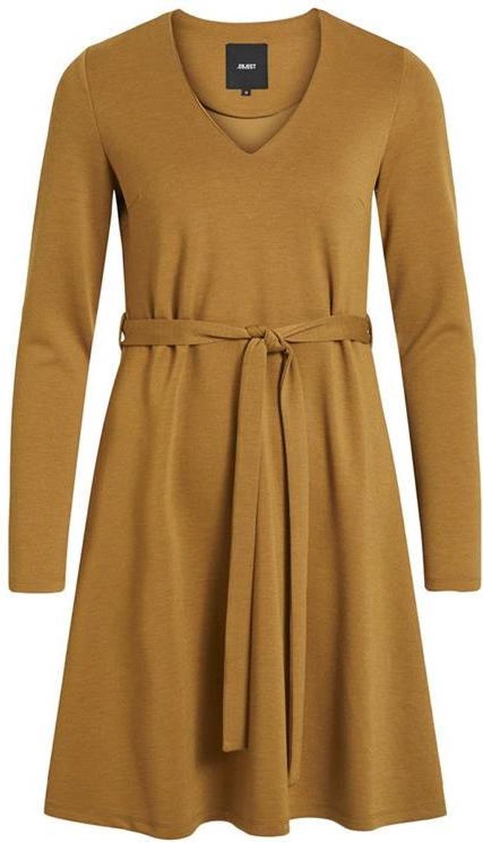 OBJSAVA L/S V-NECK DRESS SEASONAL Tapenade.