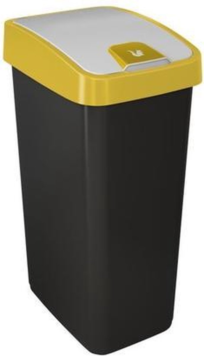 Vuilnisbak PREMIUM MET Opvouwbare cover - SOFT TOUCH - 45 L GEEL