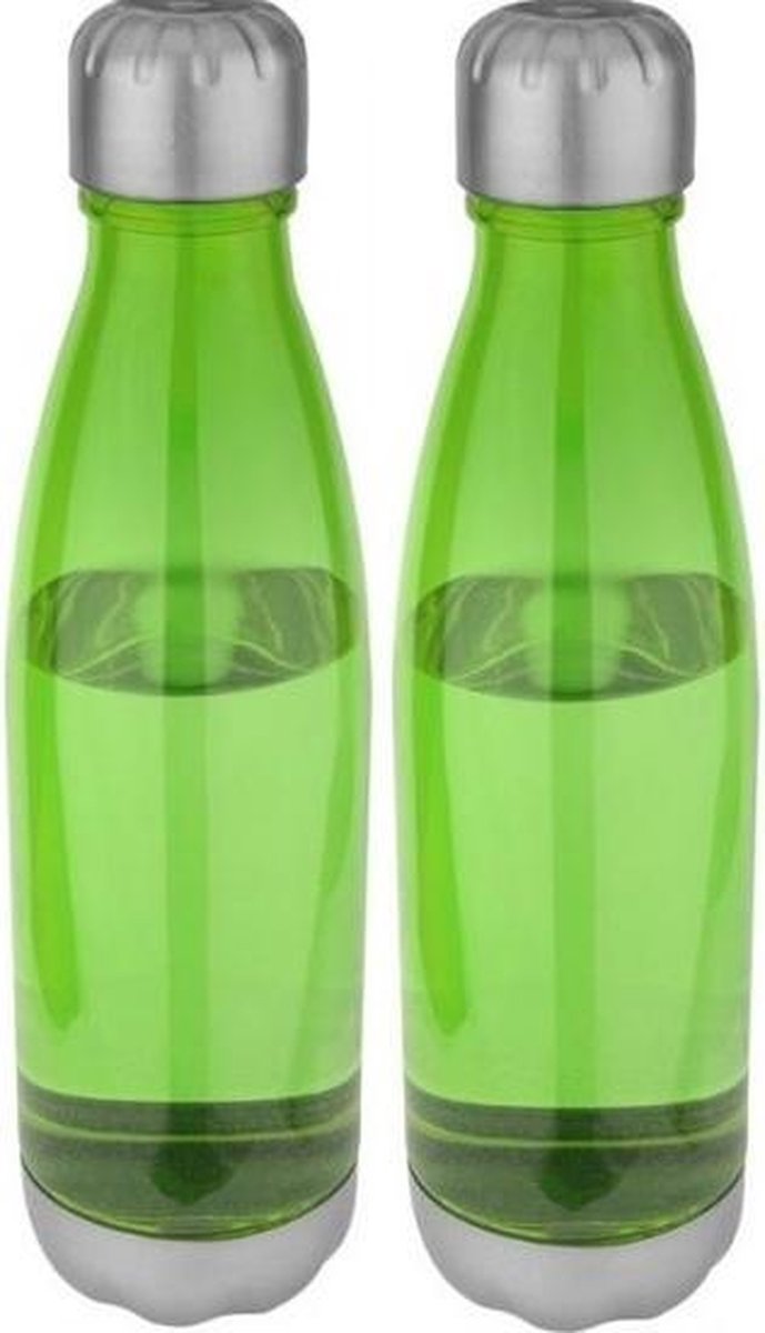 2x Groene drinkflessen/waterflessen met schroefdop 650 ml - Sportfles - BPA-vrij