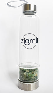 Ziamli Waterfles - Groene Aventurijn - Waterfles met kristallen (kleine) - Kristal waterfles - 550 ML