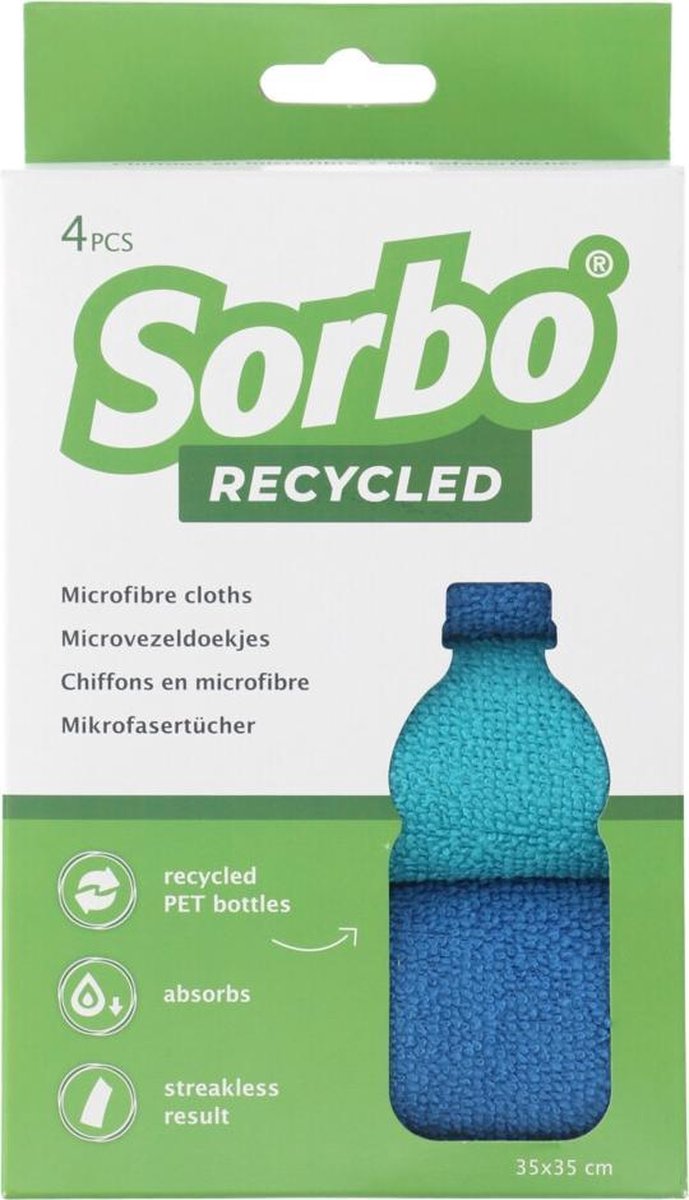 Sorbo Recycled Microvezeldoekjes 35x35cm 4 stuks