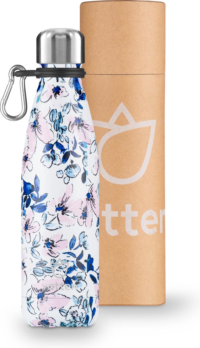 Vatten® Premium RVS Thermosfles - Fleur - 500ml - Gratis Carrier - Isoleerfles