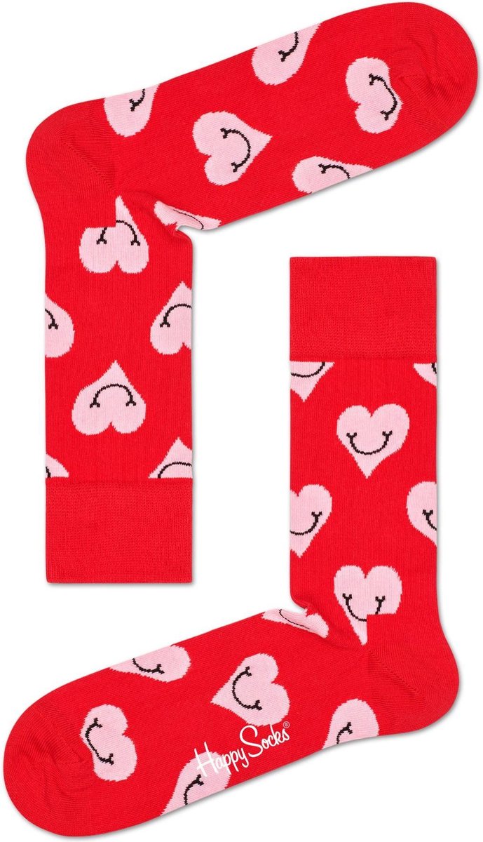 Happy Socks - Smiley Heart - Rood - Unisex - Maat 36-40