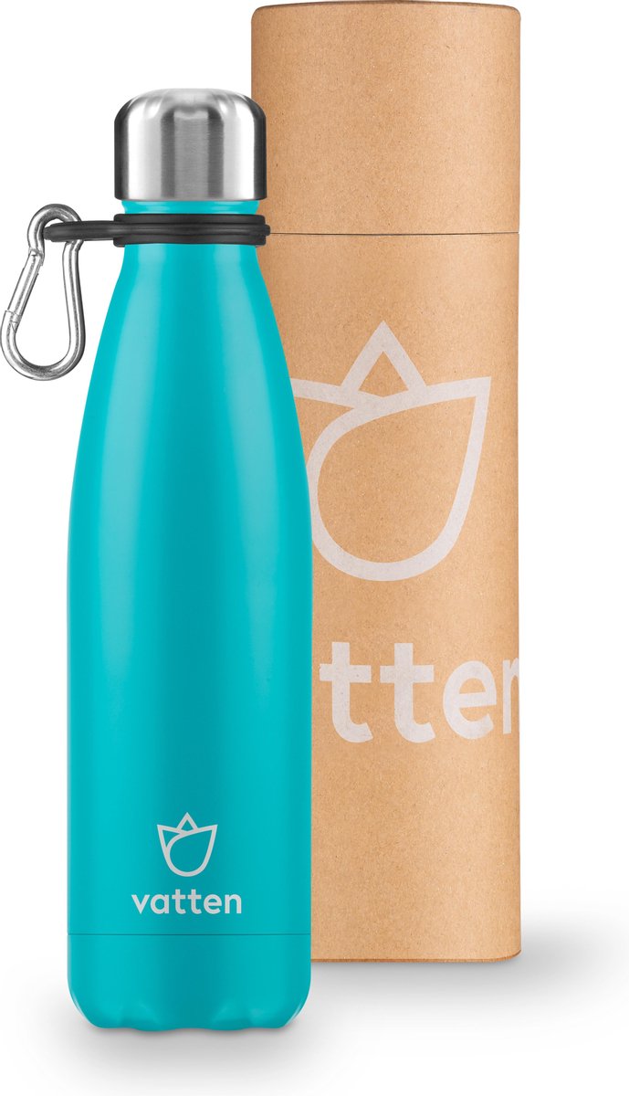 Vatten® Premium RVS Thermosfles - Donker Mint - 500ml - Gratis Carrier - Isoleerfles