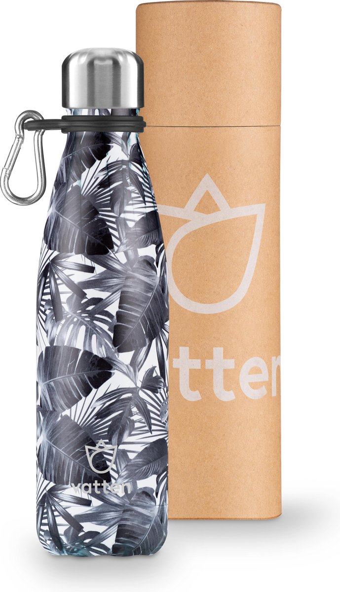 Vatten® Premium RVS Thermosfles - Leaves - 500ml - Gratis Carrier - Isoleerfles