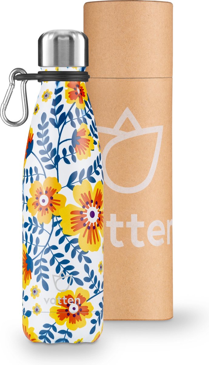 Vatten® Premium RVS Thermosfles - Poppy - 500ml - Gratis Carrier - Isoleerfles