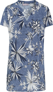 Cassis - Tuniek met jeanslook en bloemenprint - Denim