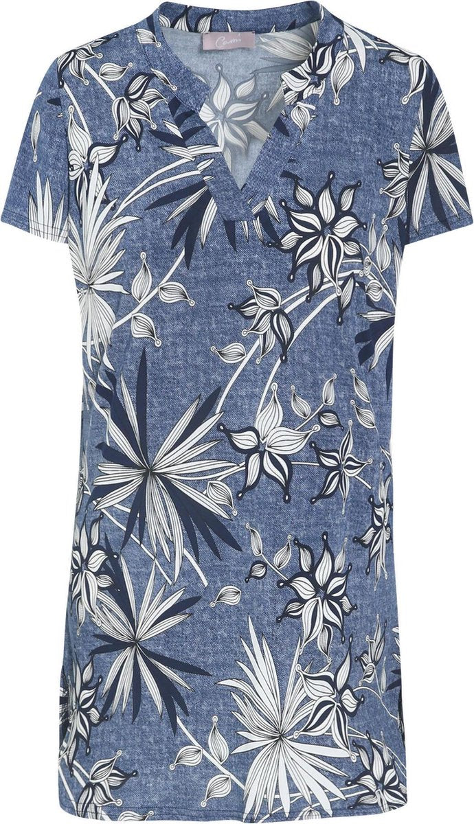 Cassis - Tuniek met jeanslook en bloemenprint - Denim