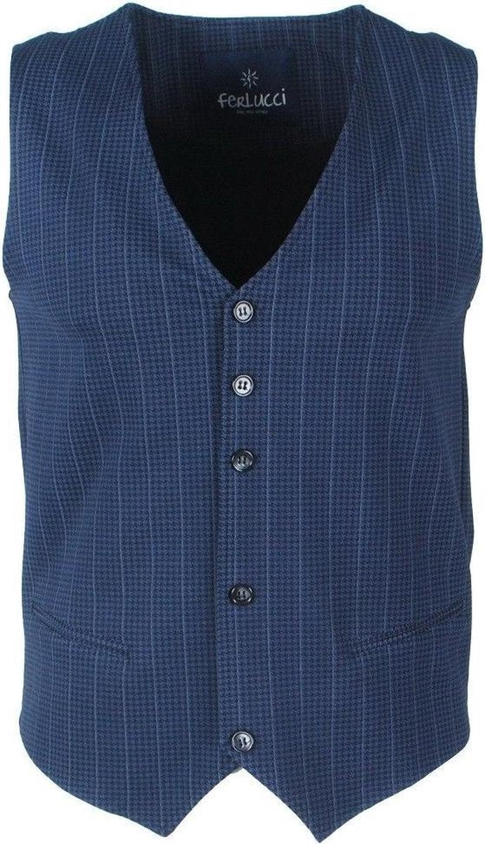 Ferlucci - Heren Gilet - Fausto - Blauw Geblokt