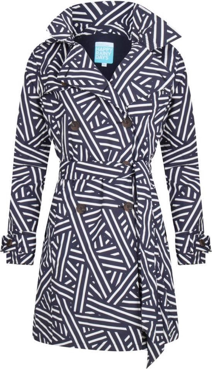 Happy Rainy Days Trenchcoat Maddy Midnight-Off White Regenjas Dames Size : L