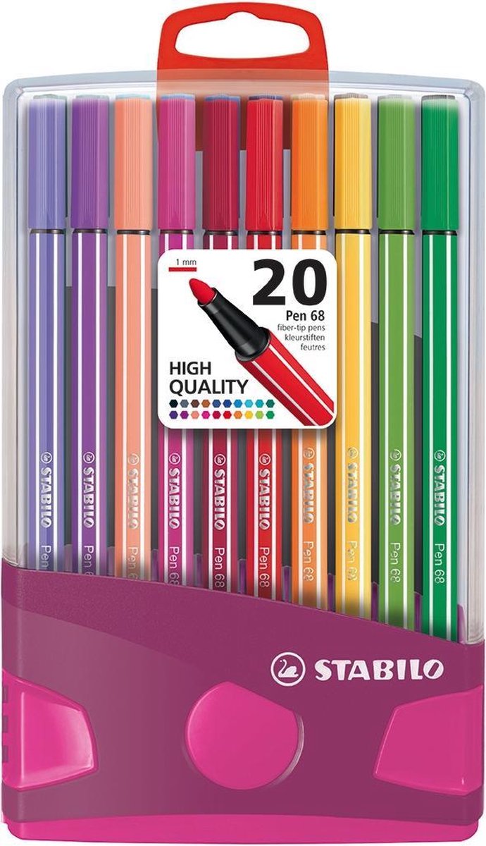 Premium viltstiften - STABILO Pen 68 - Colorparade met 20 kleuren