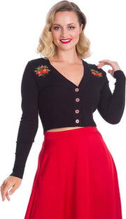 Banned Strawberry Fields 50's Cardigan Zwart