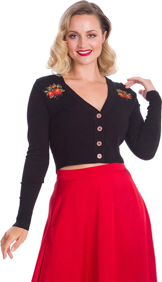 Banned Strawberry Fields 50's Cardigan Zwart