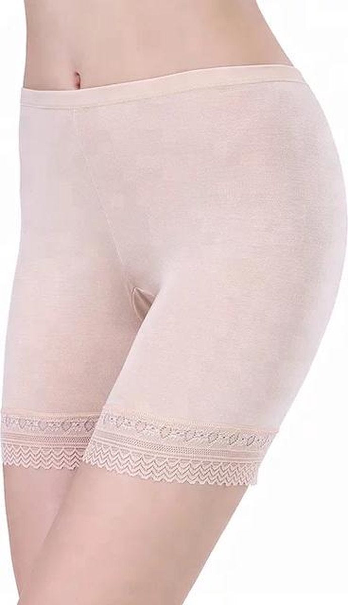 LOUZIR Dames Short Seamless -lange  pijp -Basic  korte broek -Beige - Maat L
