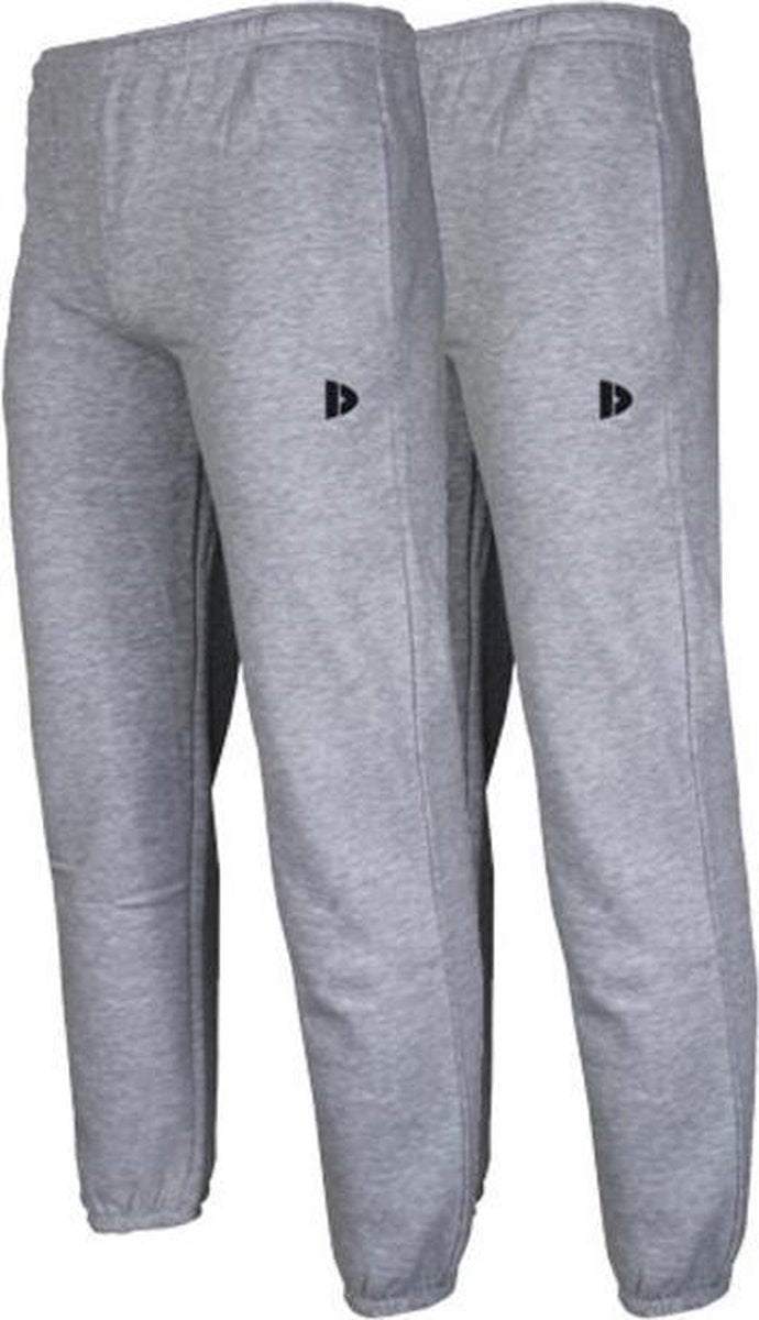 2- Pack Donnay Joggingbroek met elastiek - Sportbroek - Heren - Maat S - Licht grijs gemêleerd