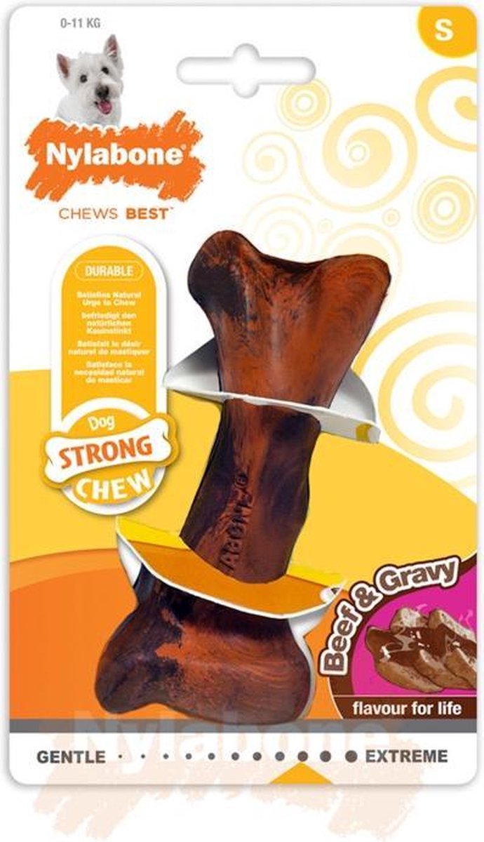 Nylabone Strong kauwbot met jus- en rundersmaak - Medium