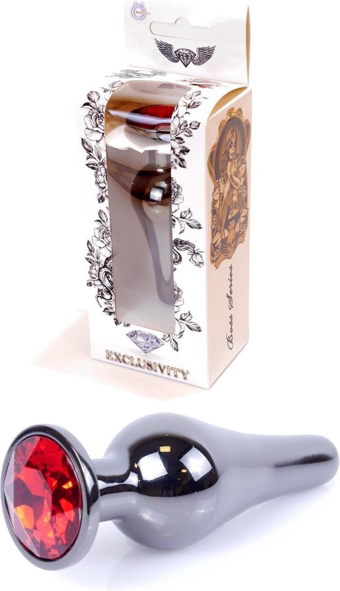 Bossoftoys - Buttplug - Donker zilver - anaal - Rood - 64-00055 - gave cadeaubox