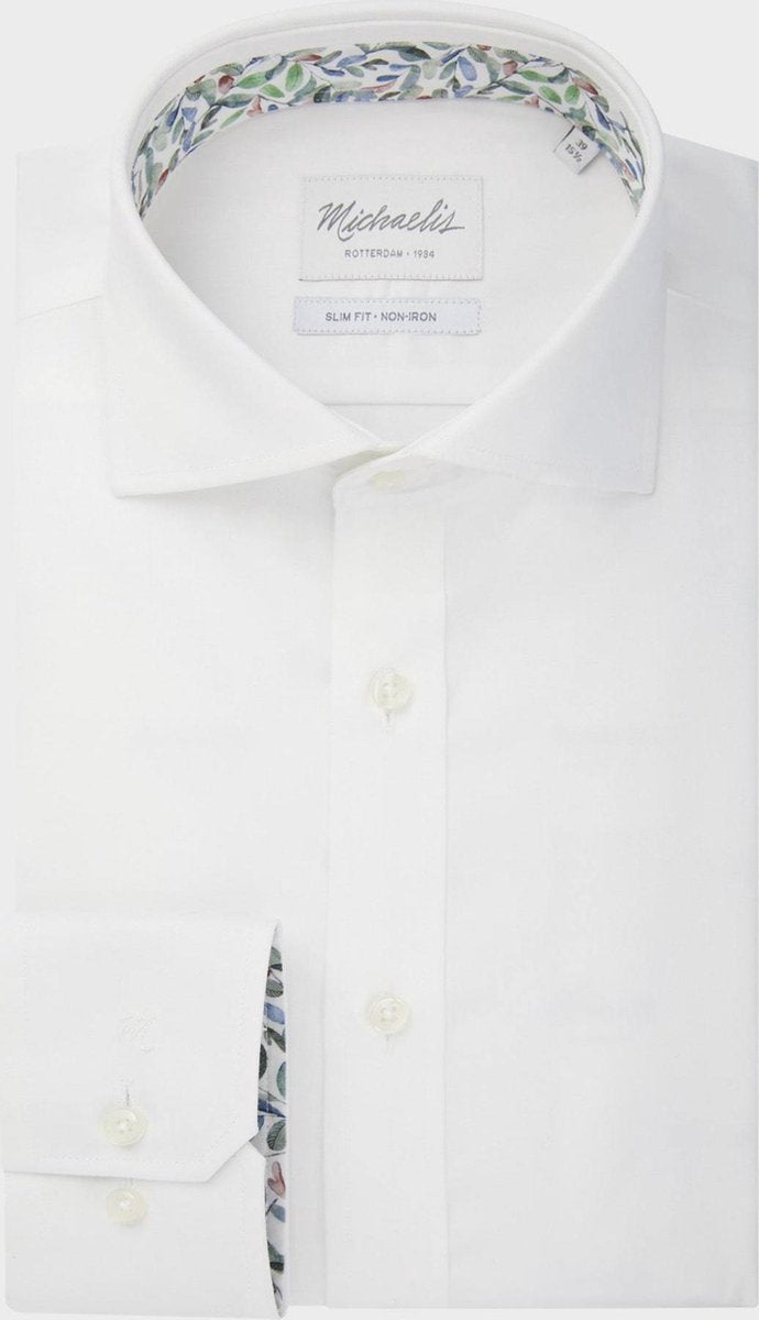 Wit Michaelis shirt met bloemen details in kraag-boordmaat: 41