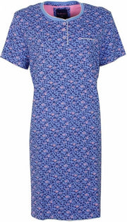 Tenderness Dames Nachthemd gebloemd Blauw. Maten: S
