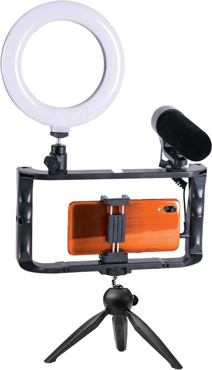 GadgetMonster GDM-1022 - Vlogging Kit - TikTok Camerastatief - Smartphone Statief met Microfoon en lamp