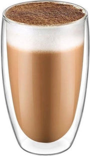 Krumble Latte Macchiato of theeglas dubbelwandig 400ml - Langer warm houden in dit glas - Transparant - Caffee latte glas - Flame model
